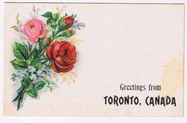 Ontario Postcard Toronto Greetings Embossed Roses