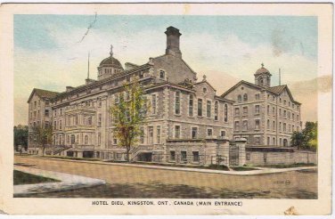 Ontario Postcard Kingston Hotel Dieu Main Entrance Valentine Black