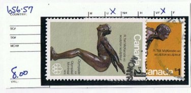Stamps Canada 1975 Olympic Sculptures $1 & $2 Scott 656-7 Used NH