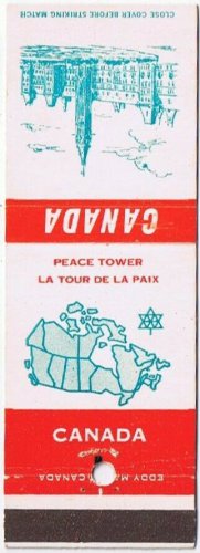 Matchbook Cover Peace Tower Ottawa Ontario Canada