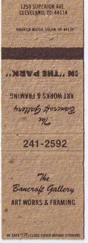 Matchbook Cover The Bancroft Gallery Cleveland Ohio