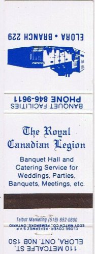 Matchbook Cover Elora Royal Canadian Legion Branch 229