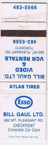 Matchbook Cover Esso Bill Gaul Ltd Toronto ON