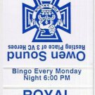 Matchbook Cover Owen Sound Royal Canadian Legion Branch 6