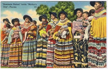 Florida Postcard Seminole Nation Holds Mother's Day Tichnor