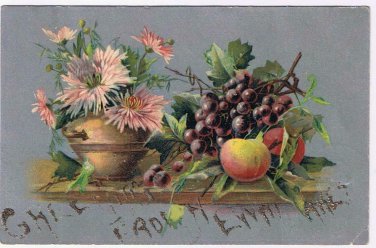 Ontario Postcard Newmarket Greeting Glitter Flowers Fruit