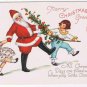Christmas Postcard Santa Dancing With Children
