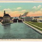 Postcard Soo Michigan Locks From East Approach Soo Michigan