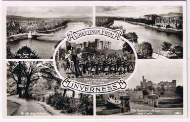 United Kingdom Scotland Postcard Inverness Multi View Kilt Parade Bridge Castle