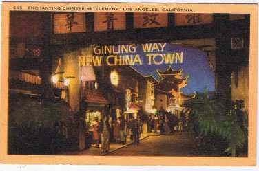 California Postcard Los Angeles Chinese Settlement Ginling Way 1950