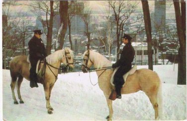 Quebec Postcard Montreal Mounted Policemen Horses Winter