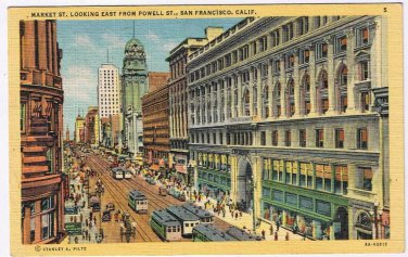 California Postcard San Francisco Market St from Powell St