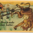 Comic Postcard Cow In Field She Likes To Make Her Own Butter