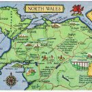 United Kingdom UK Postcard Wales Pictoral Map Of North Wales