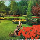 Netherlands Holland Postcard Tulip Gardens Dutch Costume