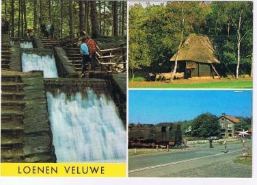 Holland Netherlands Postcard Loenen Veluwe Multi View Waterfall Train Reindeer