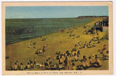 New Brunswick Postcard Moncton Bathing Beach Point du Chene