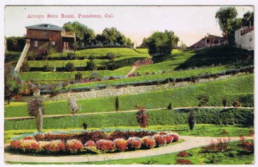 California Postcard Pasadena Arroyo Seco Bank 1913