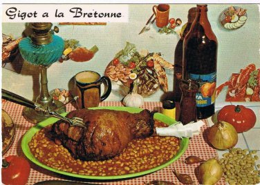 Recipe Postcard Gigot a la Bretonne Leg Of Lamb