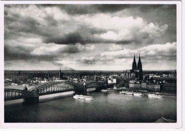 Germany Postcard RPPC Koln Cologne Hohenzollrernbrucke und Dom Bridge Church