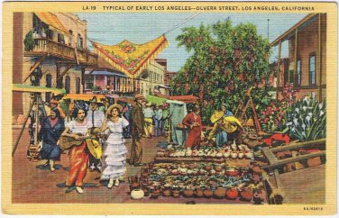 California Postcard Los Angeles Olvera Street Early Los Angeles