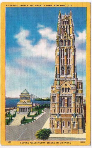 New York Postcard NYC Riverside Church & Grant's Tomb