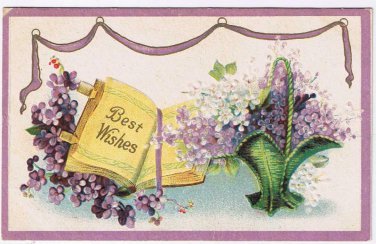 Friendship Postcard Best Wishes Baskets Of Violets