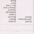 Matchbook Cover Amsterdam Grand Metropolitan Hotels Amstel American Victoria