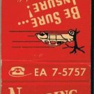 Matchbook Cover Nehring Insurance Agency Tucson Arizona