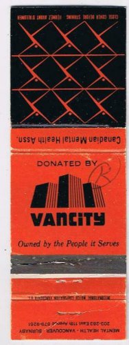 Matchbook Cover Vancity Canadian Mental Health Association Vancouver Burnaby