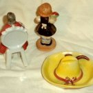 Occupied Japan Figurines (2) Hat Pipe Aristocrat Plus Girl With Flowers (Japan)