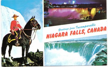 Ontario Postcard Niagara Falls Multi View Mountie RCMP