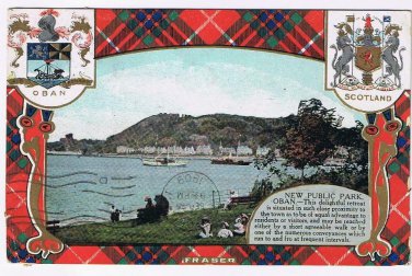 United Kingdom UK Scotland Postcard Oban Public Park Fraser Tartan 1909