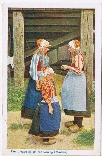 Postcard Marken Chatting By The Stilt House Een Praatje Bij De Paalwoning