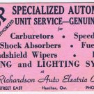 Hamilton Ontario Advertising Card Ink Blotter Richardson Auto Electric Co