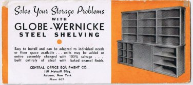 Auburn New York Advertising Card Ink Blotter Central Office Equipment Wernicke