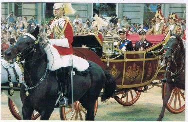 Royalty Postcard London 1981 Royal Wedding Princes Charles & Andrew Carriage