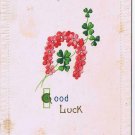 Holiday Postcard St Patrick's Good Luck Horseshoe Pink Flowers