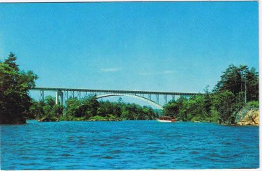 New York Postcard Canadian Span Thousand Islands International Bridge