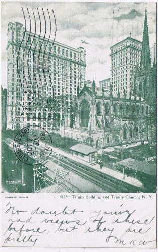 New York Postcard NYC Trinity Building & Trinity Church 1906