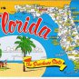 Florida Postcard State Pictoral Map Sunshine State