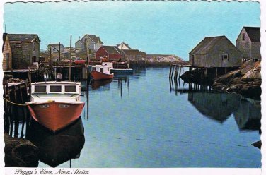 Nova Scotia Postcard Peggy's Cove Boats Wharfs
