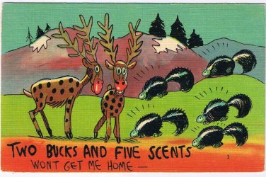Comic Postcard Two Bucks & Five Scents Won't Get Me Home