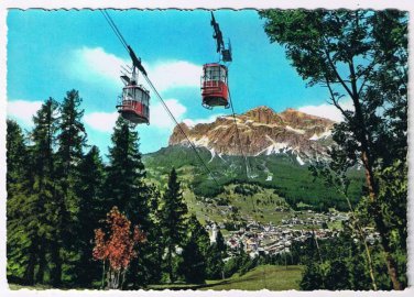 Italy Postcard Dolomiti Cortina La Funivia del Floria Ski Lifts