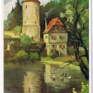 Art Postcard Rudolf Warnecke House Tower Ducks On Pond
