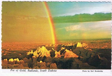 South Dakota Postcard Badlands Pot Of Gold Rainbow