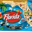 Florida Postcard State Pictoral Map Sunshine State Of Flowers