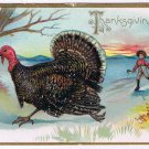 Holiday Postcard Embossed Thanksgiving Chasing Turkey With Axe Tuck 123