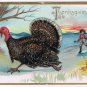 Holiday Postcard Embossed Thanksgiving Chasing Turkey With Axe Tuck 123