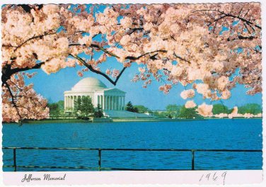 District Of Columbia DC Postcard Washington Jefferson Memorial Cherry Blossoms
